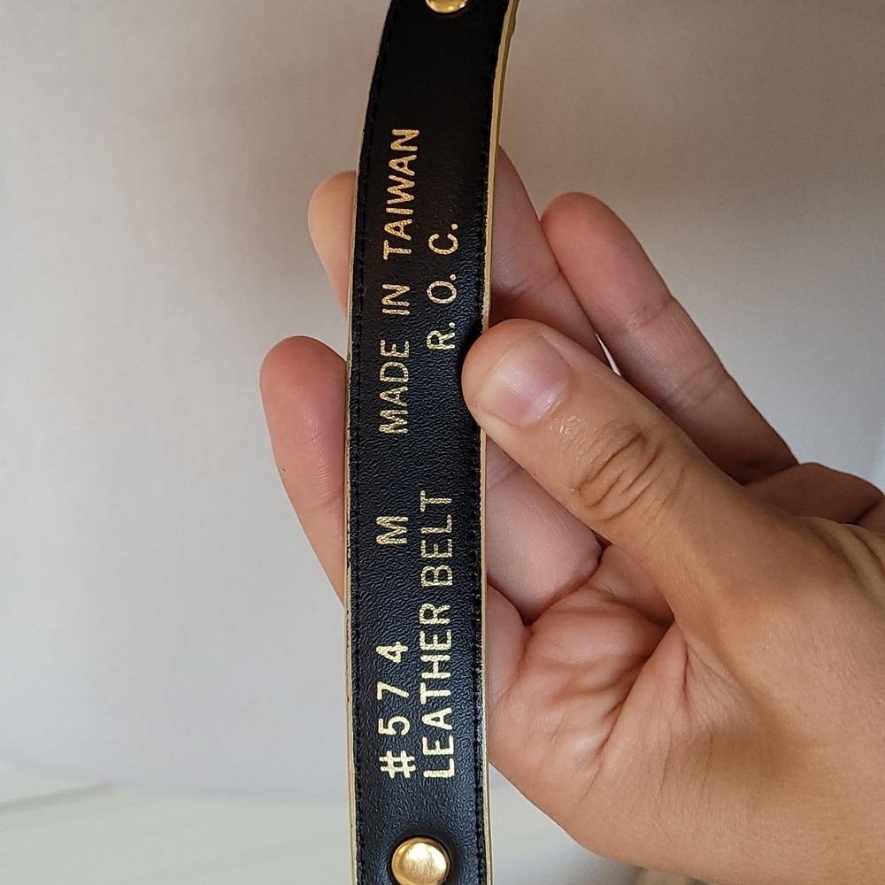 Goldtone Leather Embellished Belt - Picture 4 of 4